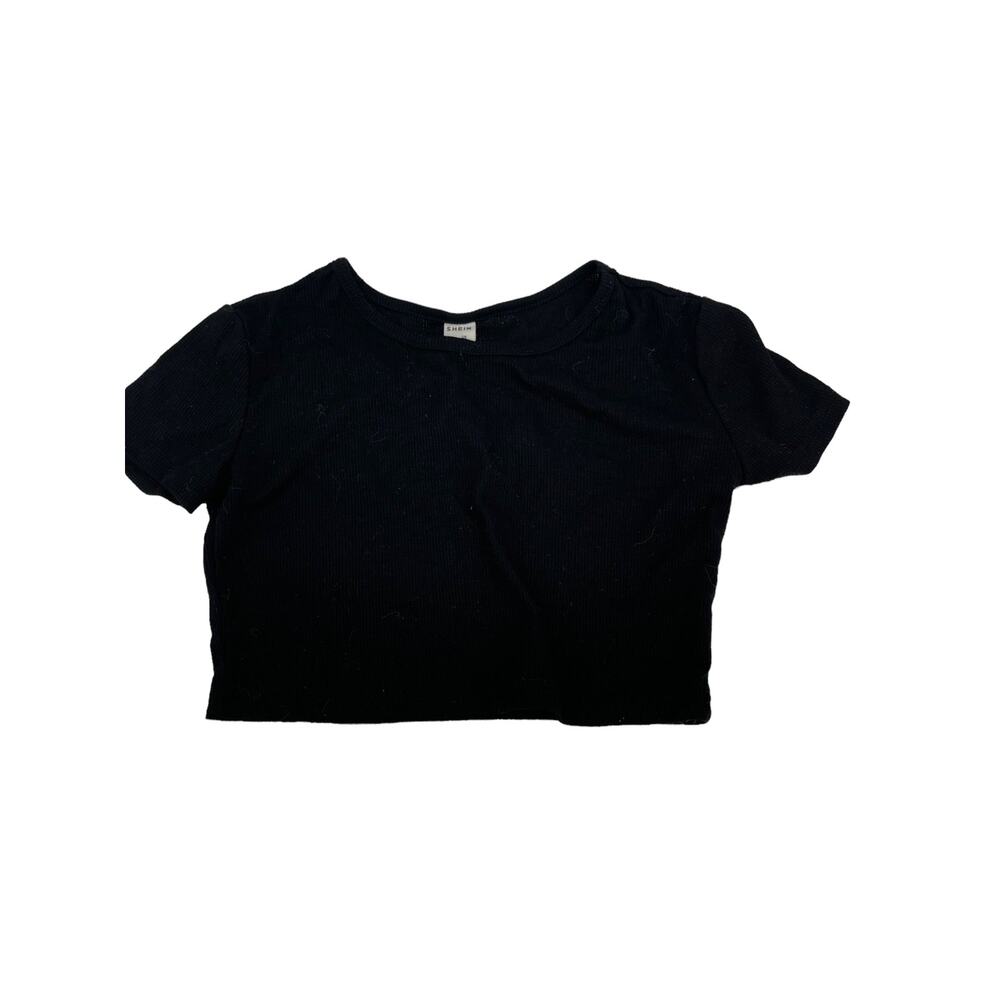 SheIn Girls' Black Short Sleeve Ribbed Crop Top Youth Size 9